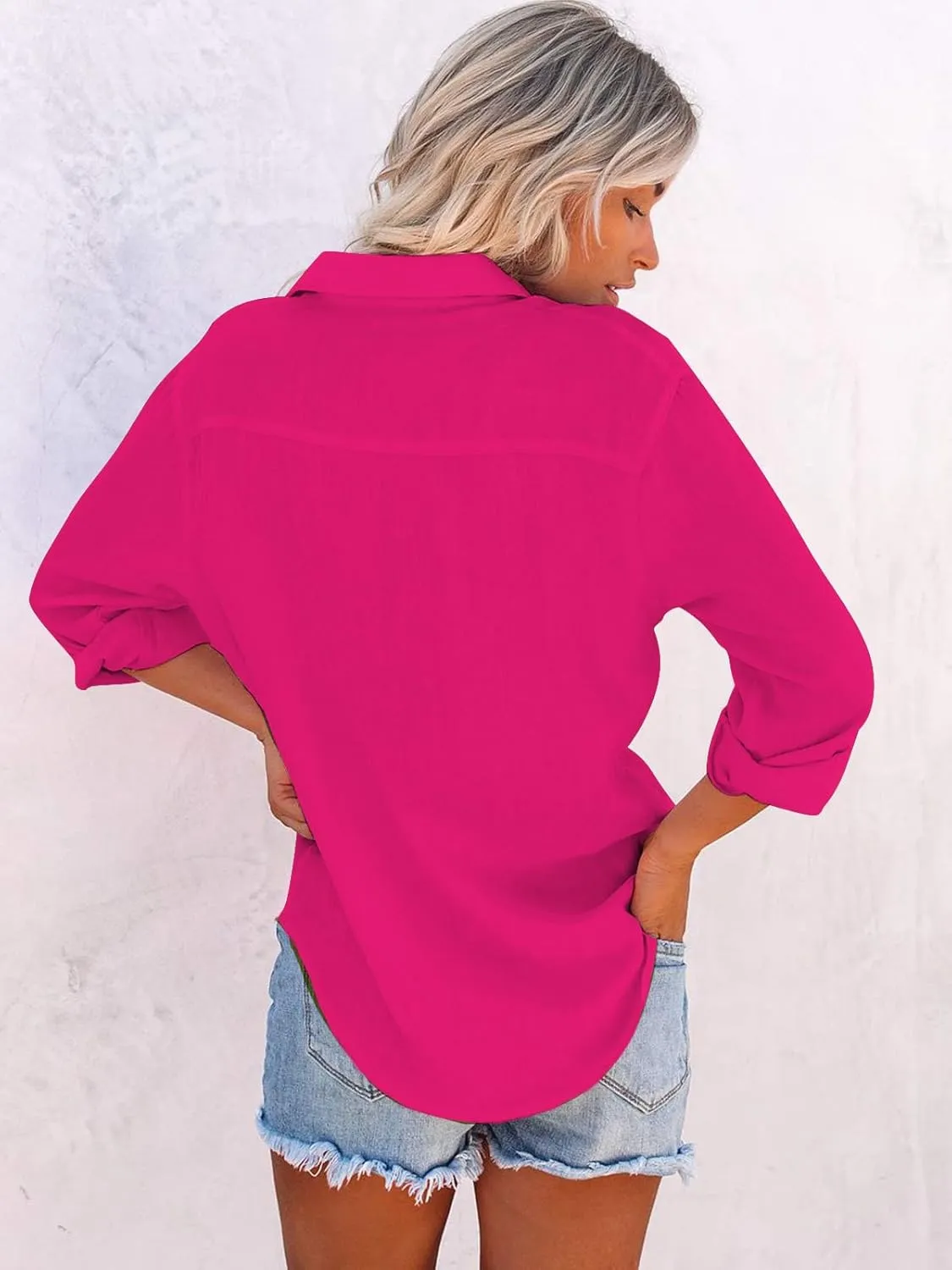 Paintcolors Womens Button Down Shirts Long Sleeve Dressy Casual Blouses Button Up Collared Shirts Tops for women