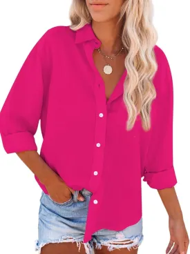 Paintcolors Womens Button Down Shirts Long Sleeve Dressy Casual Blouses Button Up Collared Shirts Tops for women
