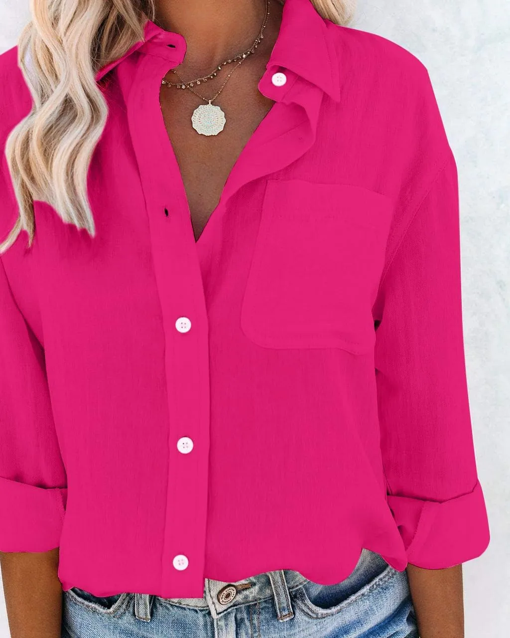 Paintcolors Womens Button Down Shirts Long Sleeve Dressy Casual Blouses Button Up Collared Shirts Tops for women