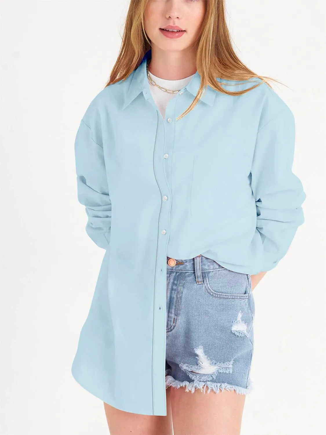 Paintcolors Womens Button Down Shirts Long Sleeve Dressy Casual Blouses Button Up Collared Shirts Tops for women