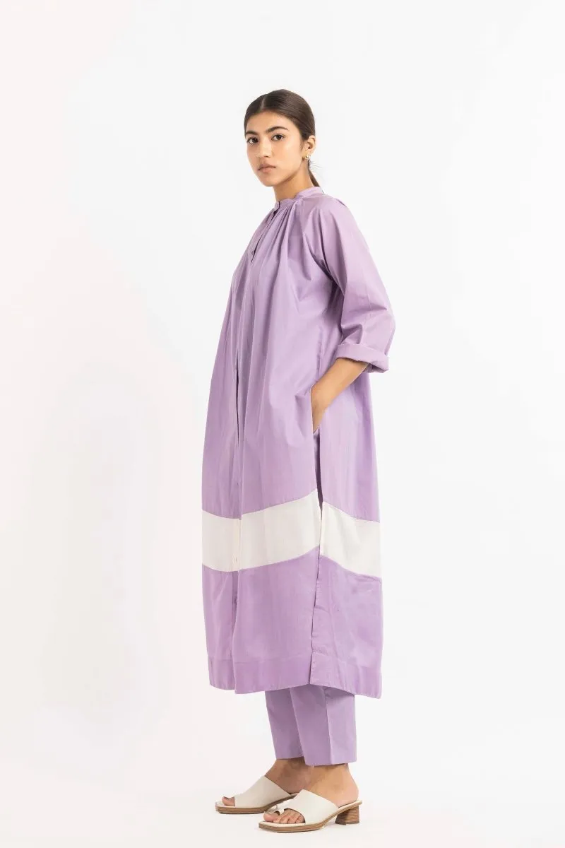 Panel Gather Neck Shirt  Co-ord Lavender