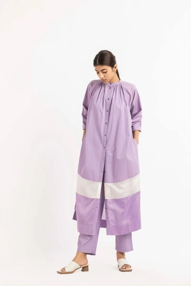 Panel Gather Neck Shirt  Co-ord Lavender