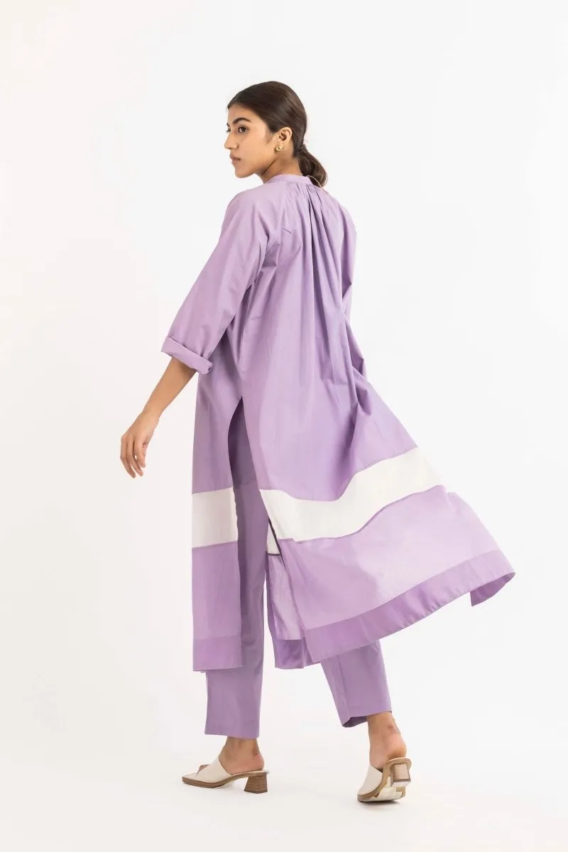 Panel Gather Neck Shirt  Co-ord Lavender