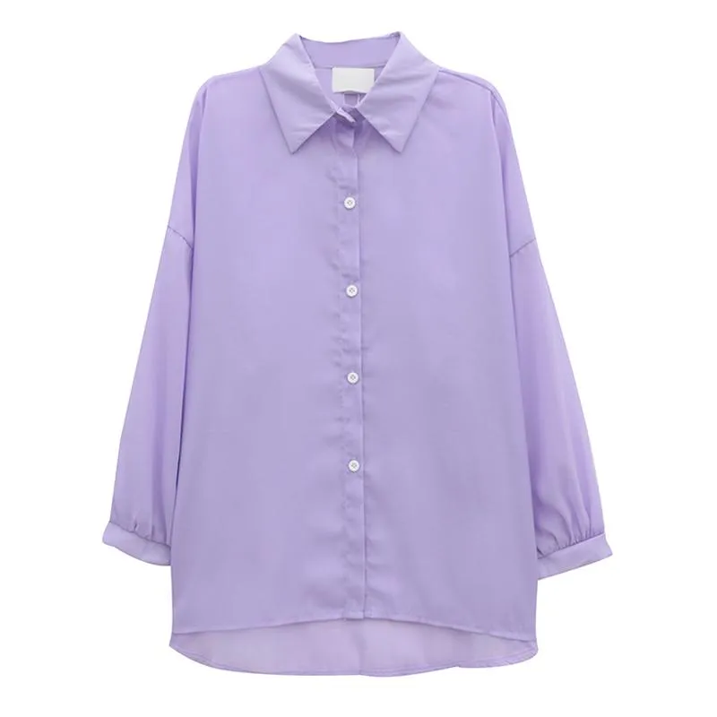 Pastel Colors Oversized Chiffon Thin Blouse