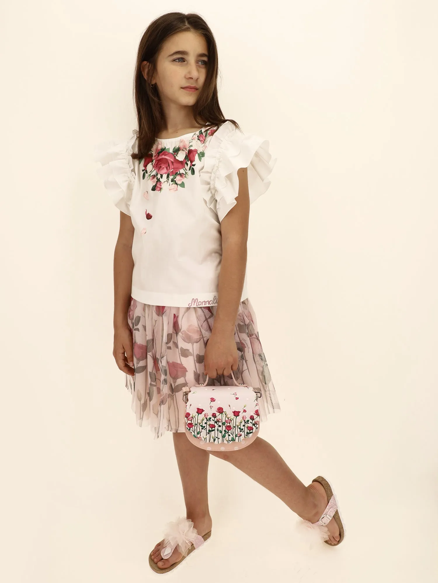 Pink Floral Tulle Skirt