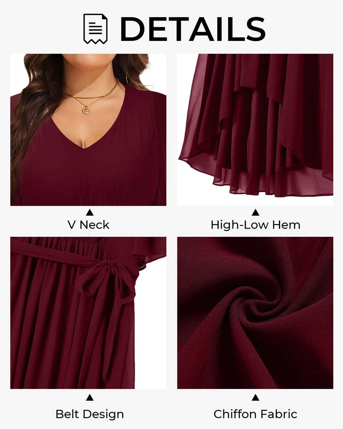 Plus Size Dresses Wedding Guest - Formal Cocktail Chiffon V Neck Short Sleeve High Low Dress Curvy Women