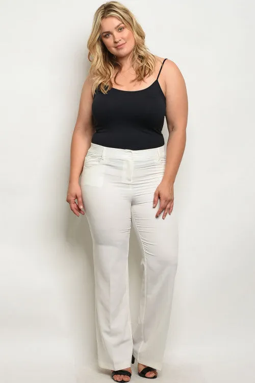 Plus Size White Wide Leg Trouser Pants