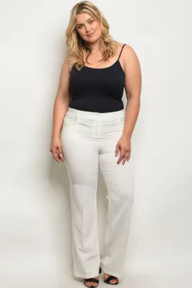 Plus Size White Wide Leg Trouser Pants