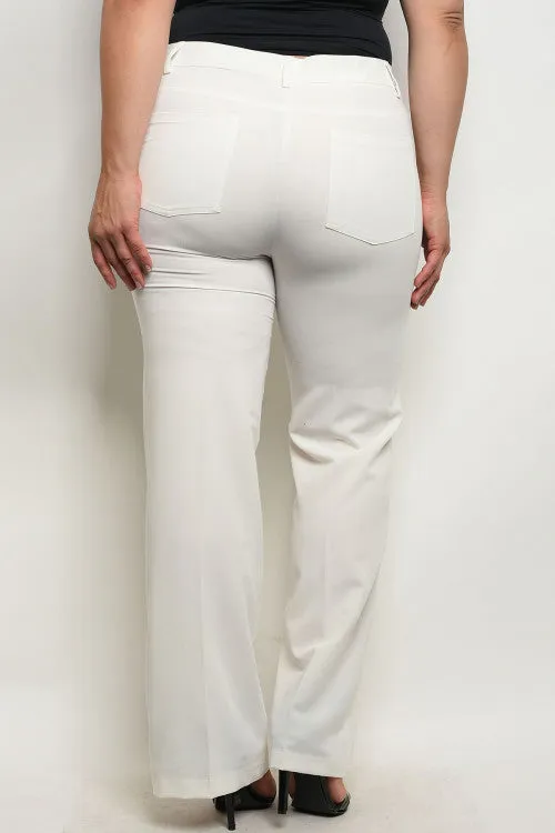 Plus Size White Wide Leg Trouser Pants