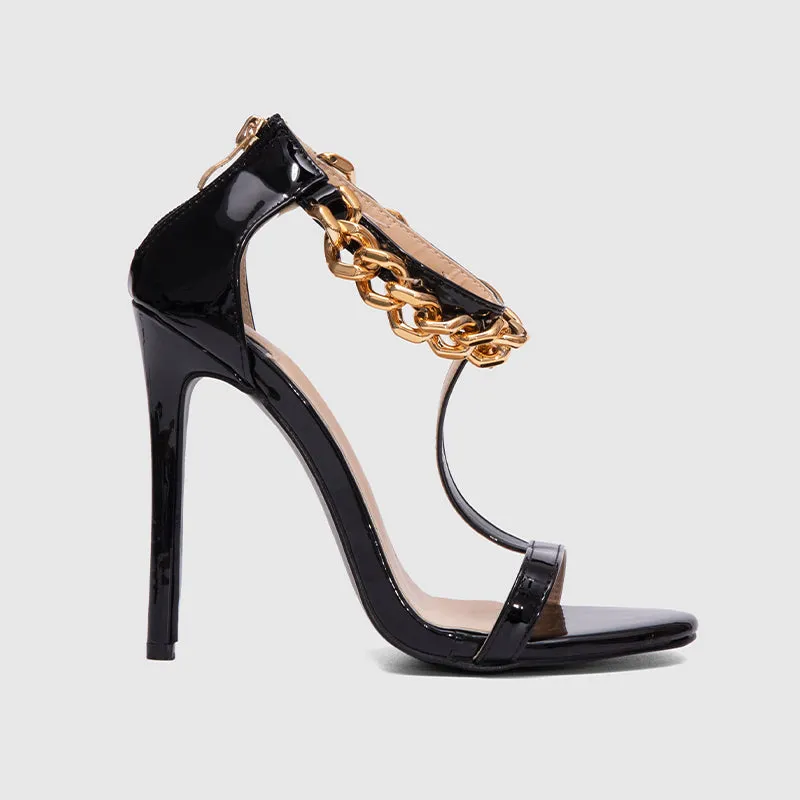 Pointy Toe High Heels Black Sandals