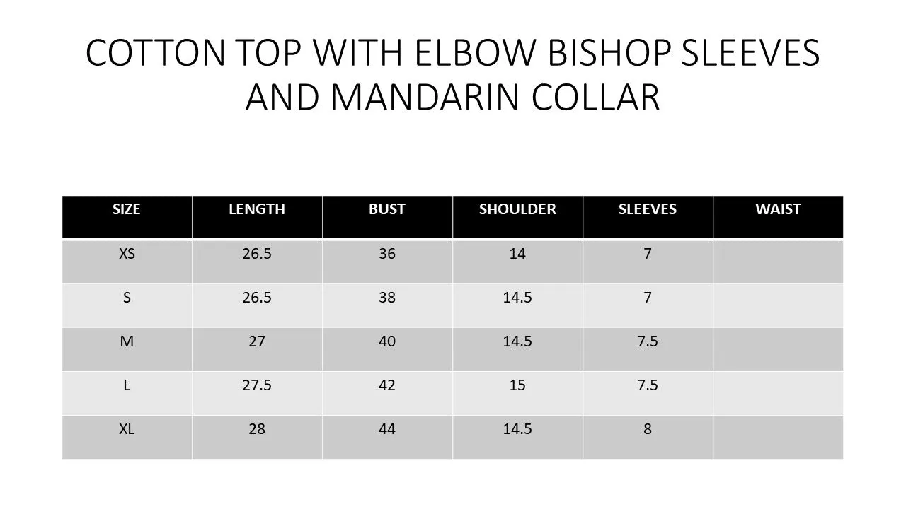 Pre-Order PINK AND RED COTTON - TOP WITH ELBOW BISHOP SLEEVE AND MANDARIN COLLAR - PINK