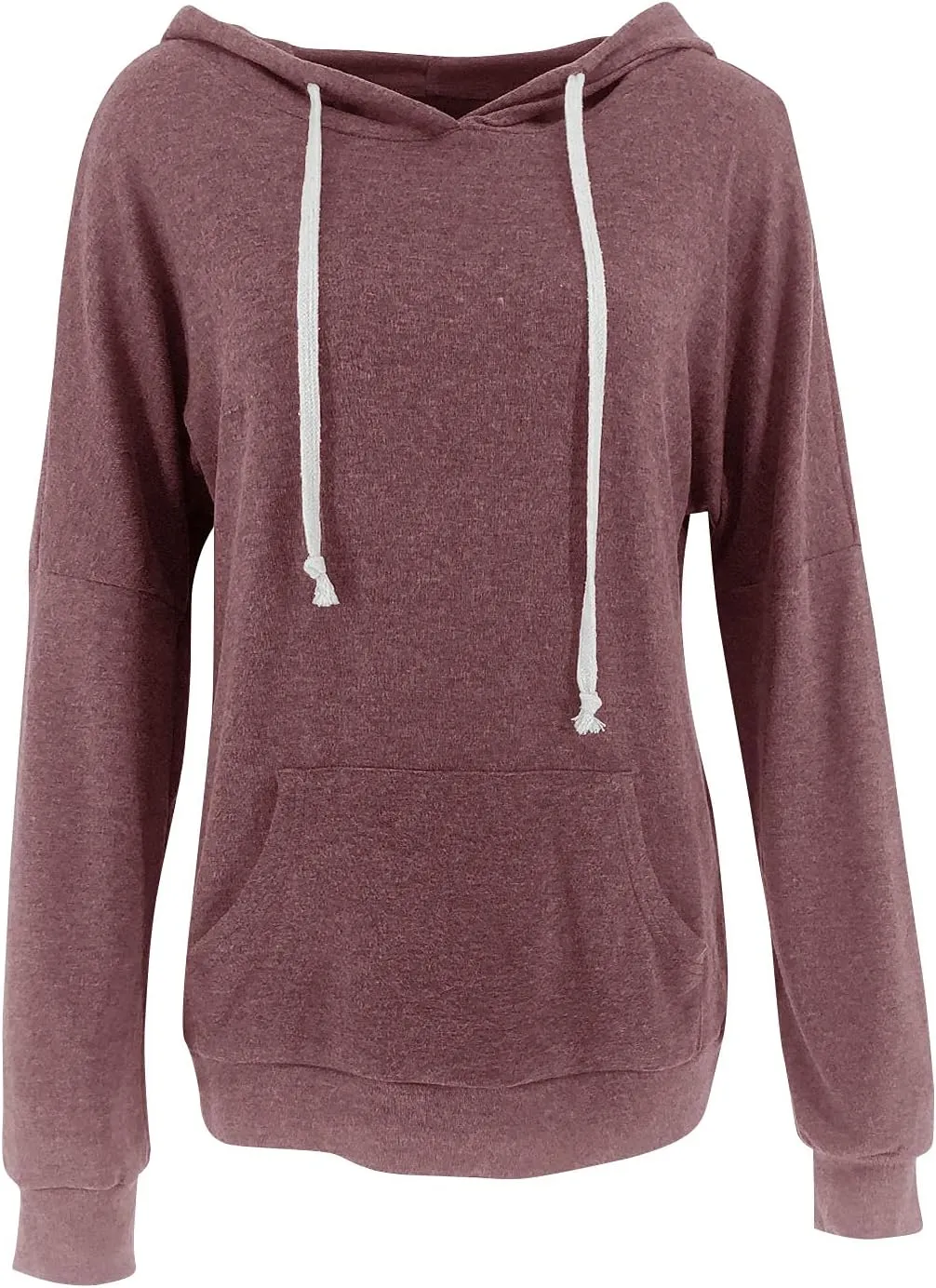 PRETTODAY Women's Casual Lightweight Hoodies Long Sleeve White Drawstring Sweatshirts Loose Pullovers with Pocket
