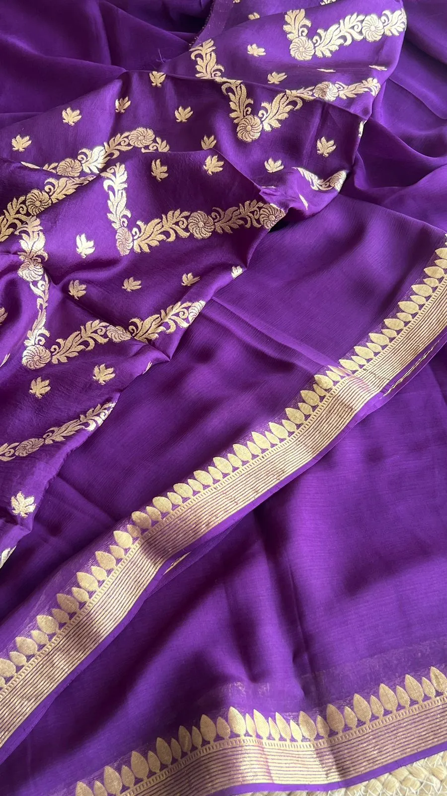 Purple chiffon saree with banarasi blouse (Kiara)