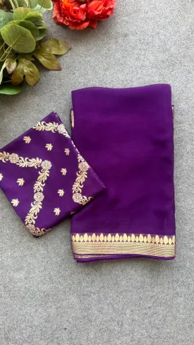 Purple chiffon saree with banarasi blouse (Kiara)