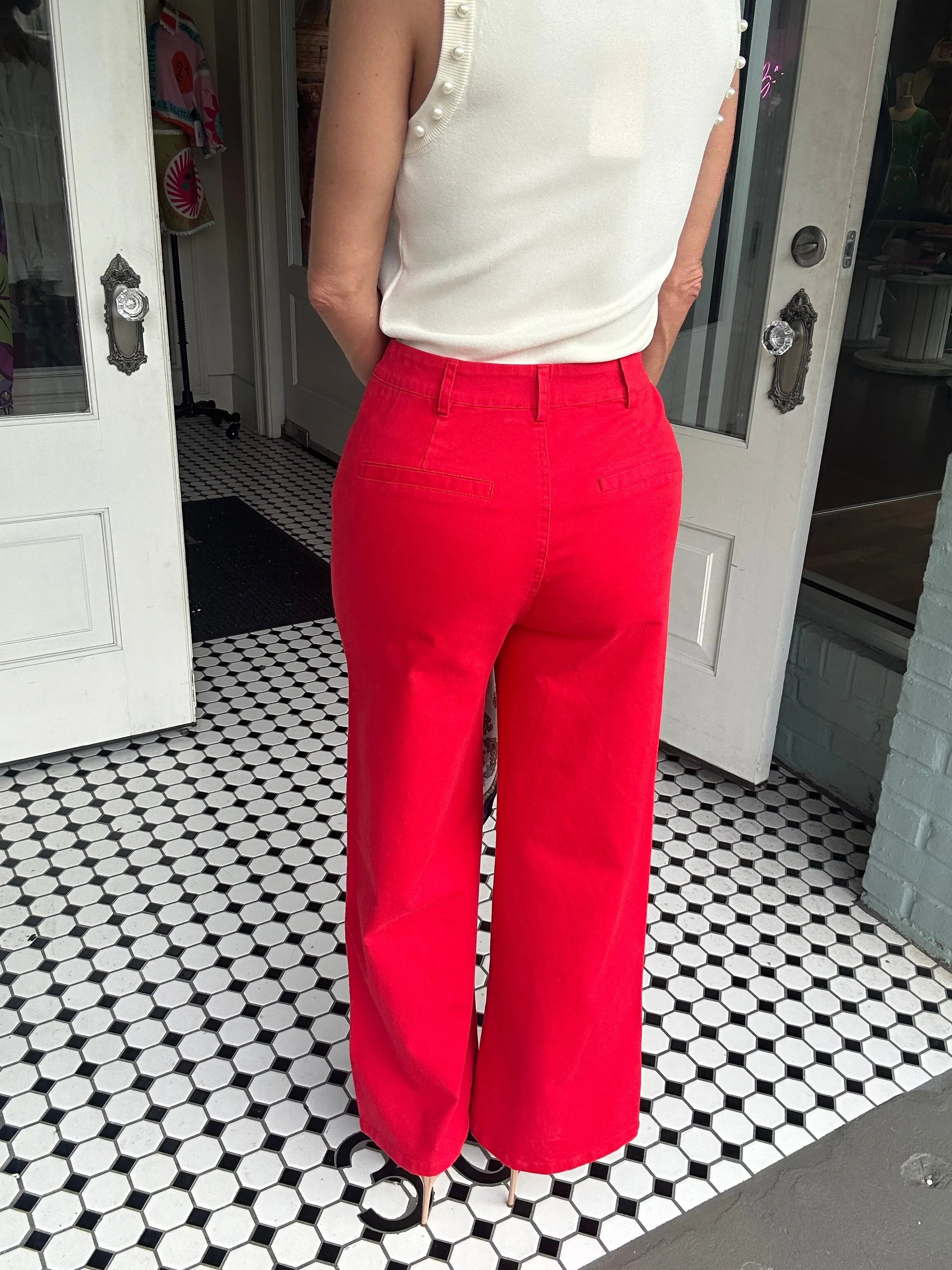 Rhodes Wide Leg Pants With Front Pockets