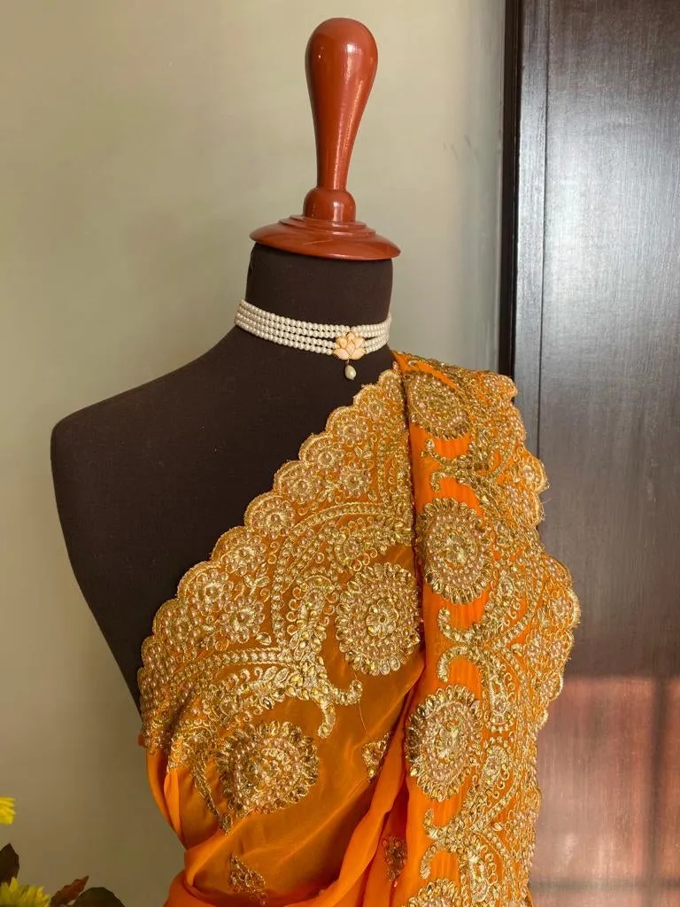 RTW - Georgette Chiffon: Yellow Dholki