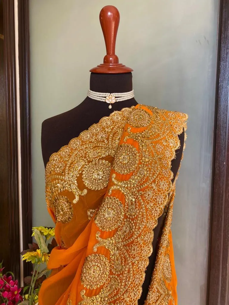 RTW - Georgette Chiffon: Yellow Dholki