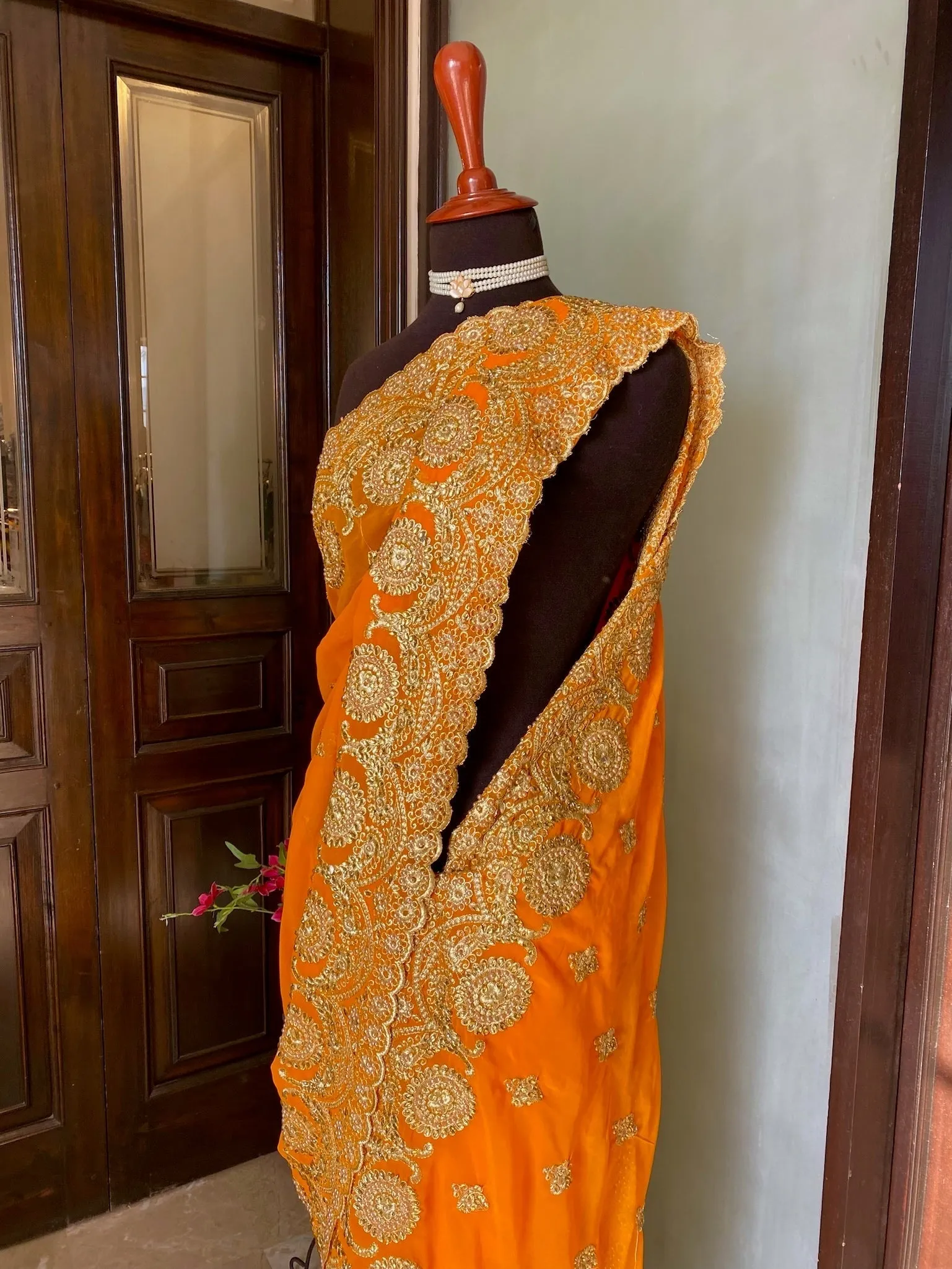 RTW - Georgette Chiffon: Yellow Dholki