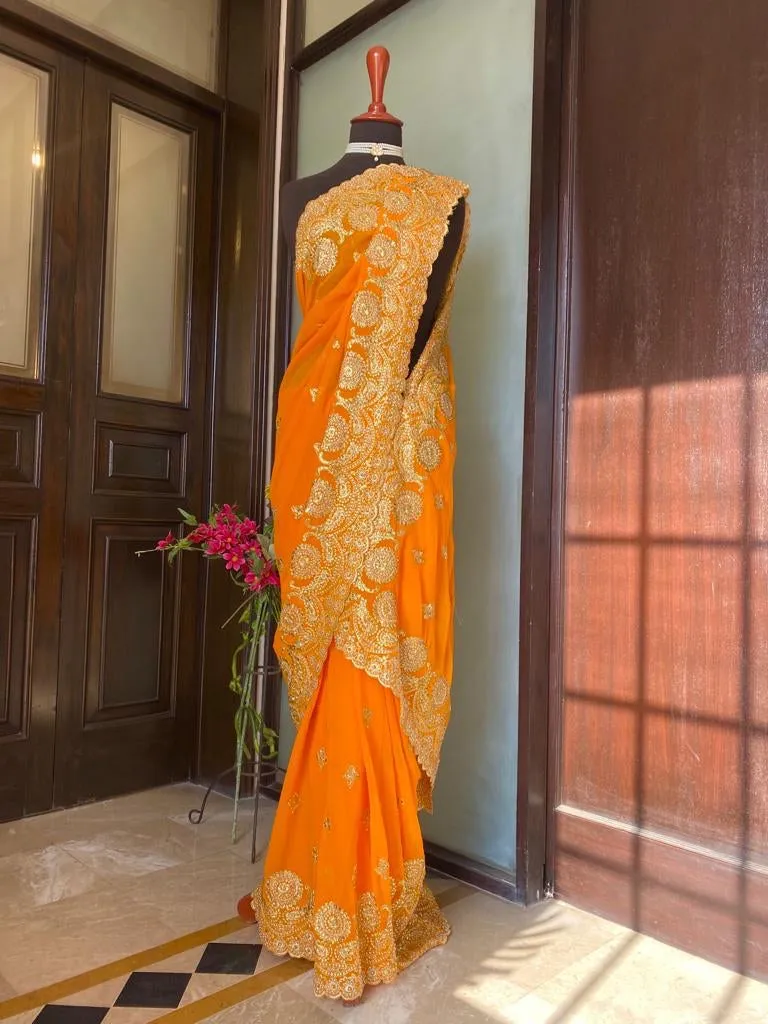 RTW - Georgette Chiffon: Yellow Dholki