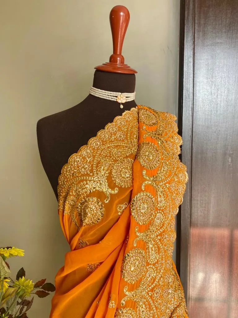 RTW - Georgette Chiffon: Yellow Dholki