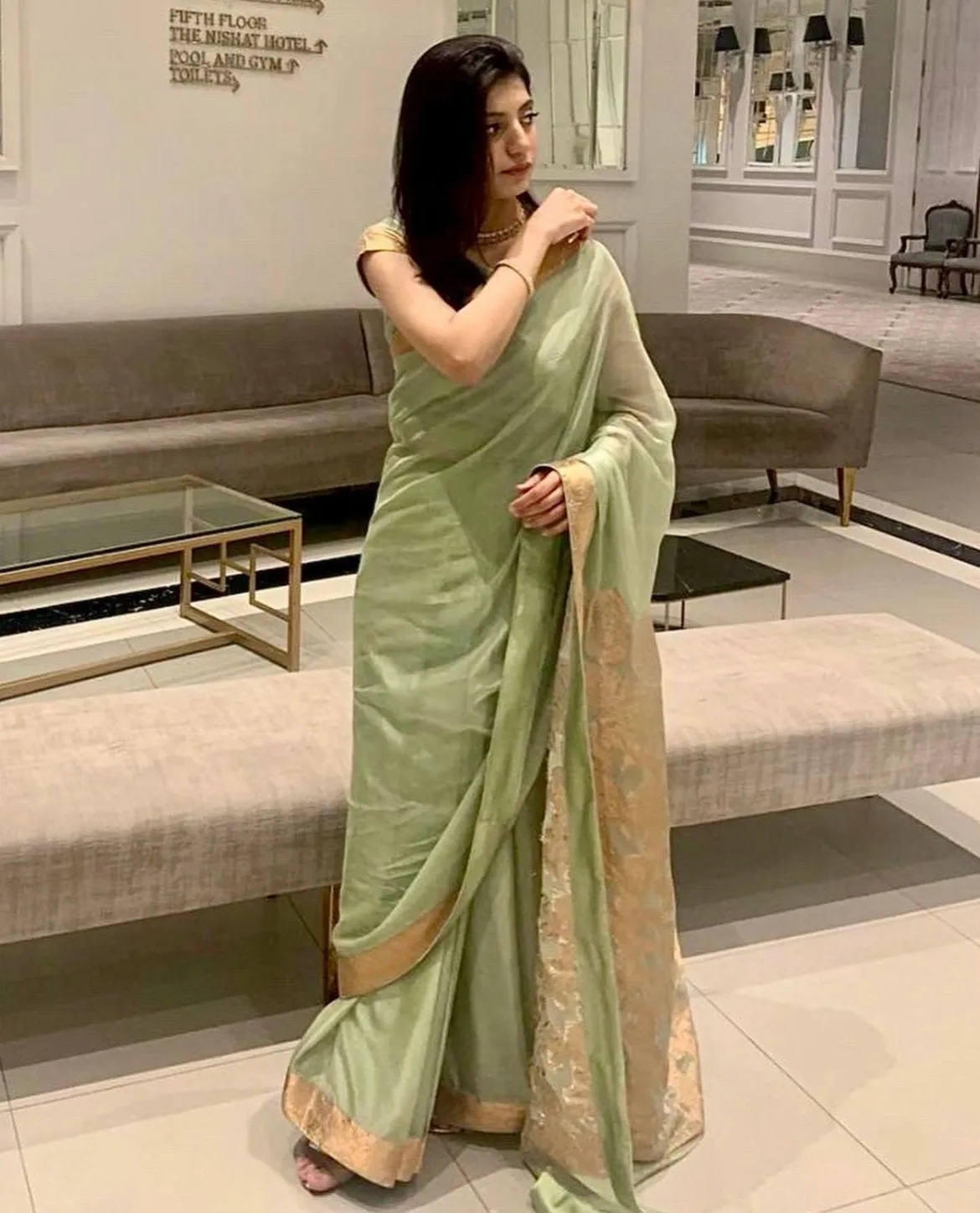 Sample Sale: Chiffon Silk Banarsi - Mint