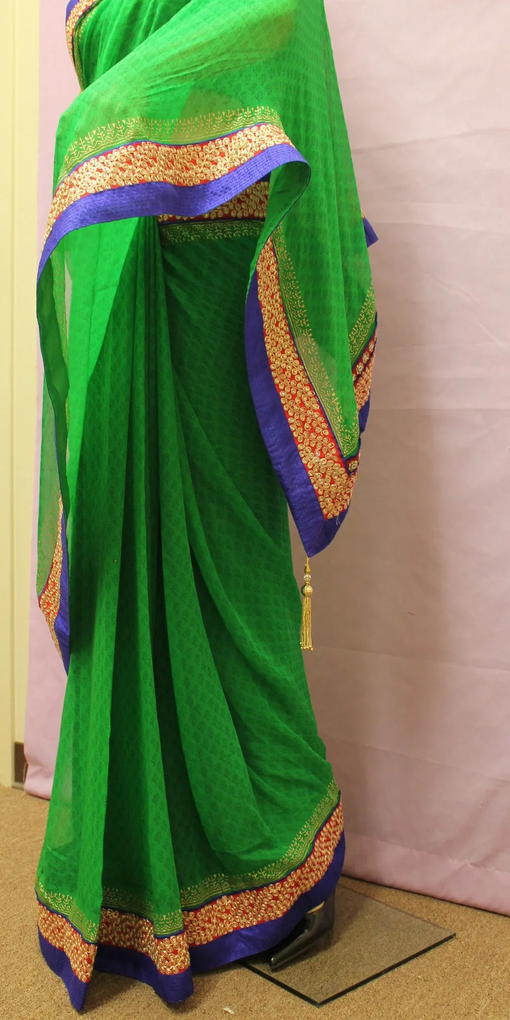 Saree 2379 Green Georgette Wedding Party Wear Sari Saris Shieno Sarees