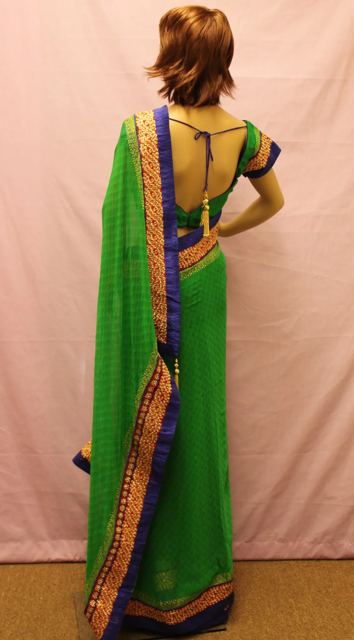 Saree 2379 Green Georgette Wedding Party Wear Sari Saris Shieno Sarees