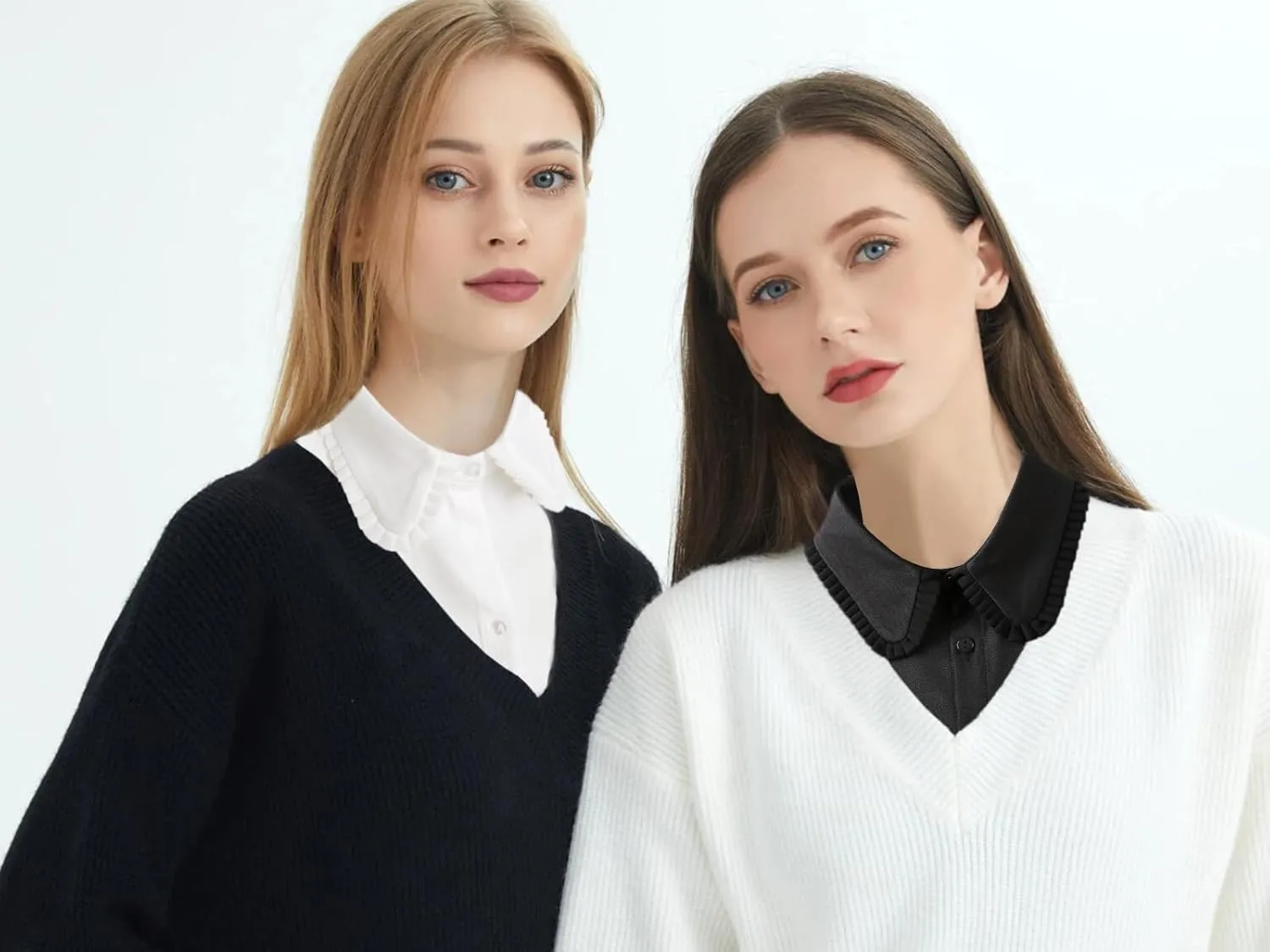 Shinywear Rhinestone Fake Collar Detachable Dickey Collar Blouse Half Shirts Peter Pan Faux False Collar for Women