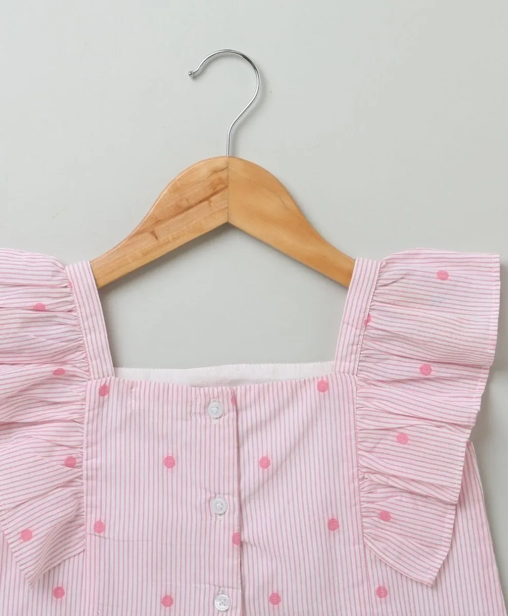 Sweetlime By AS Pink Flutter Sleeves Organic Cotton Blouse.
