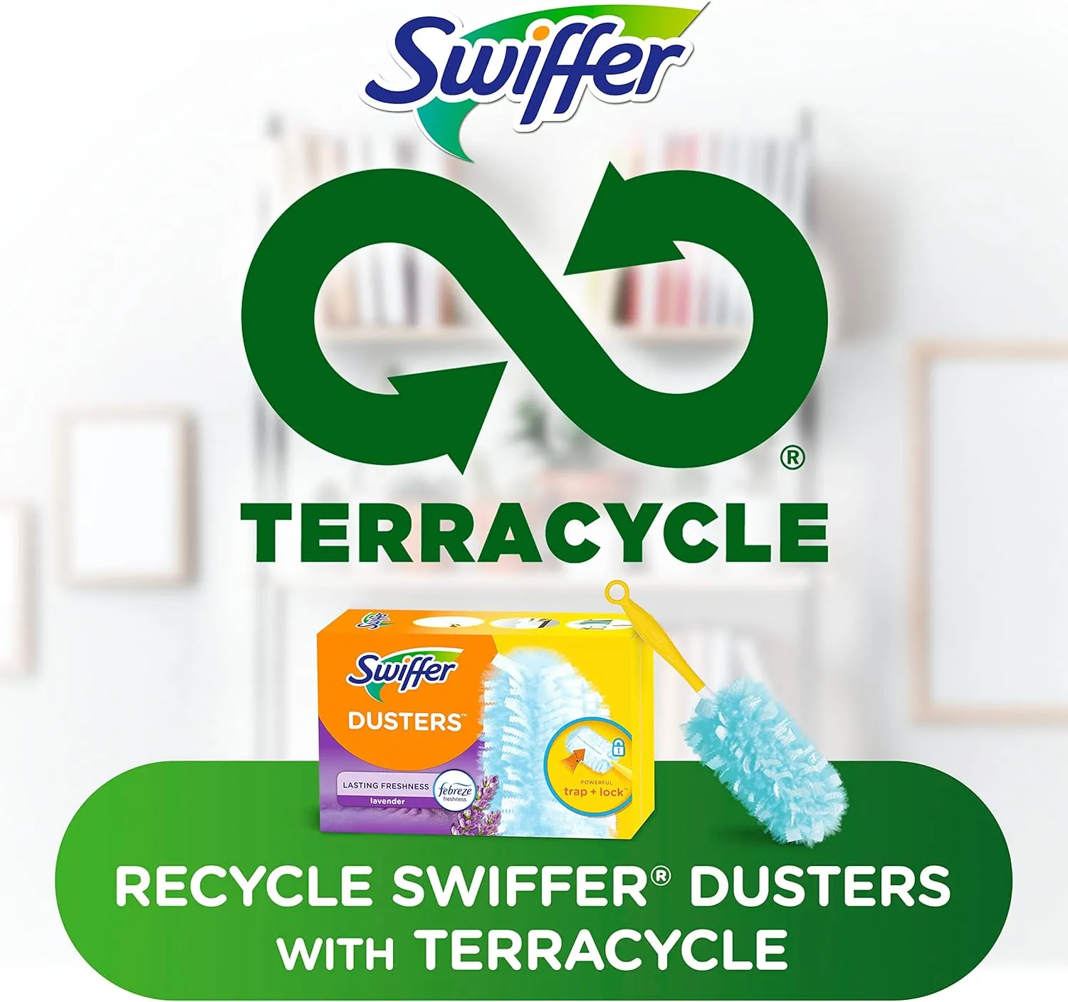 Swiffer Dusters Refill for Cleaning, Feather & Microfiber Duster Disposable Alternative, for Dusting Furniture, Blinds, Ceiling Fans, Walls, Helps Remove Allergens, Lavender, 18ct