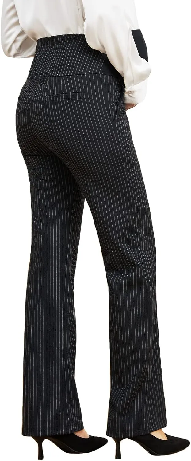 Tapata Women's Maternity Pants 28" 30" 32" Bootcut Dress Pants with Pockets Over Belly Pregnancy Work Pants Over-Bump Casual