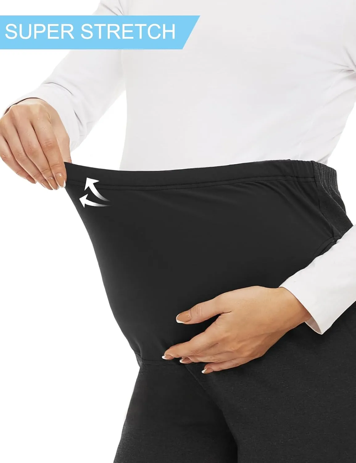 Tapata Women's Maternity Pants 28" 30" 32" Bootcut Dress Pants with Pockets Over Belly Pregnancy Work Pants Over-Bump Casual