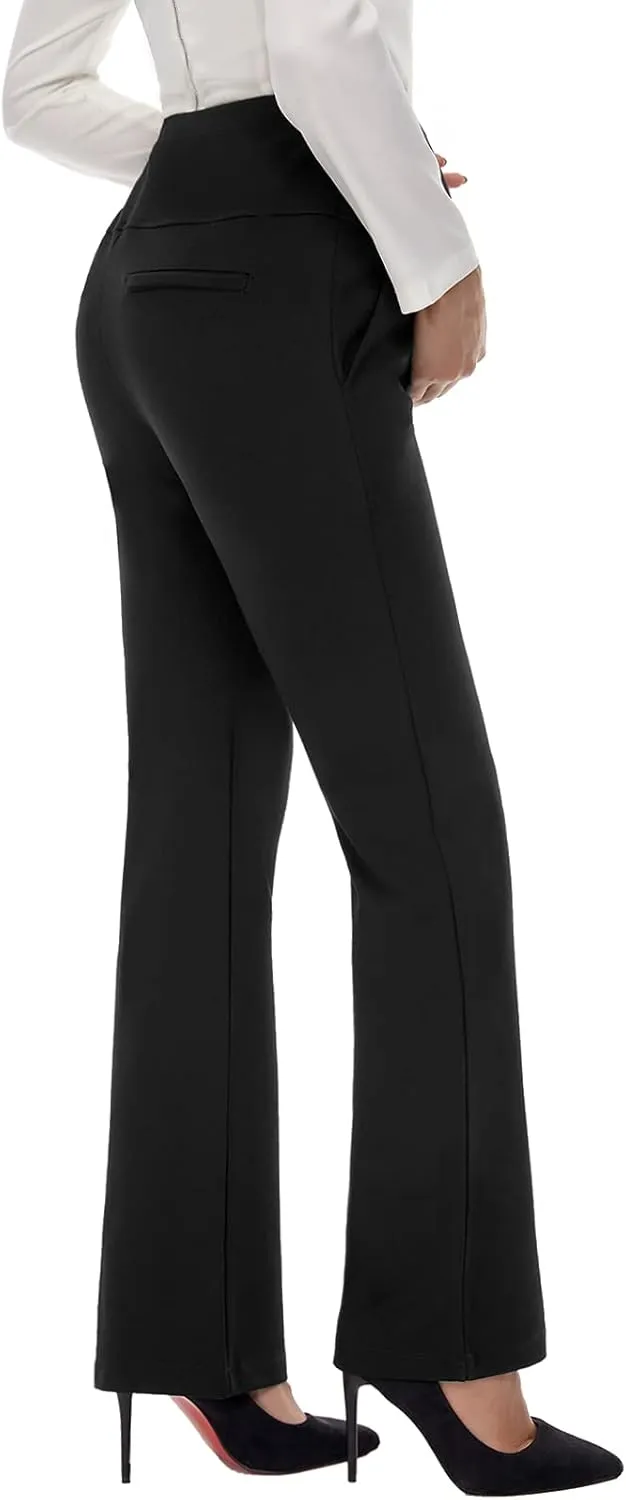 Tapata Women's Maternity Pants 28" 30" 32" Bootcut Dress Pants with Pockets Over Belly Pregnancy Work Pants Over-Bump Casual