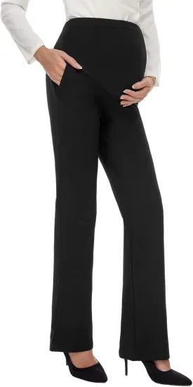Tapata Women's Maternity Pants 28" 30" 32" Bootcut Dress Pants with Pockets Over Belly Pregnancy Work Pants Over-Bump Casual