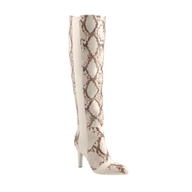 The Knee High Boot - Ivory Snakeskin 4 Stiletto
