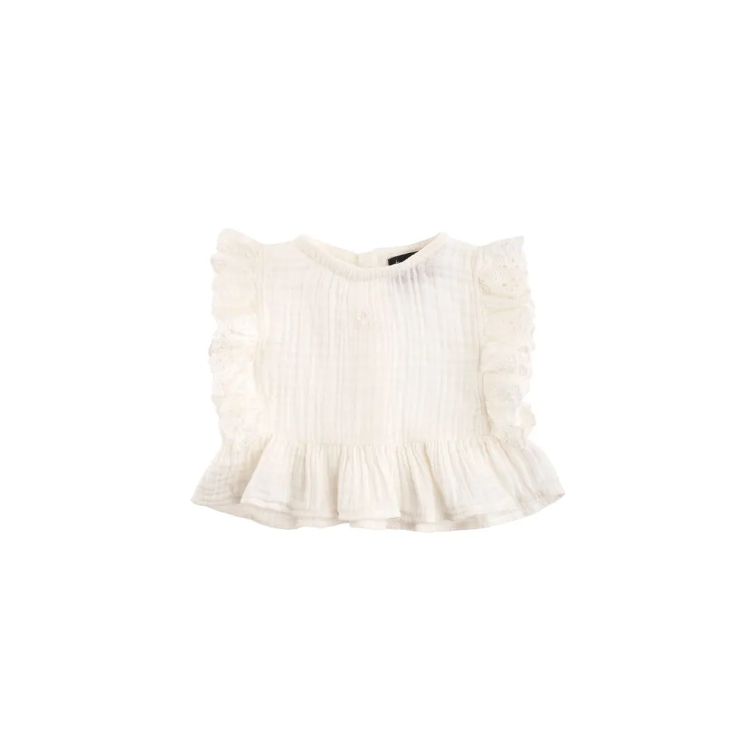 TOCOTO VINTAGE LACE BLOUSE WITH COULOTTE - OFF-WHITE