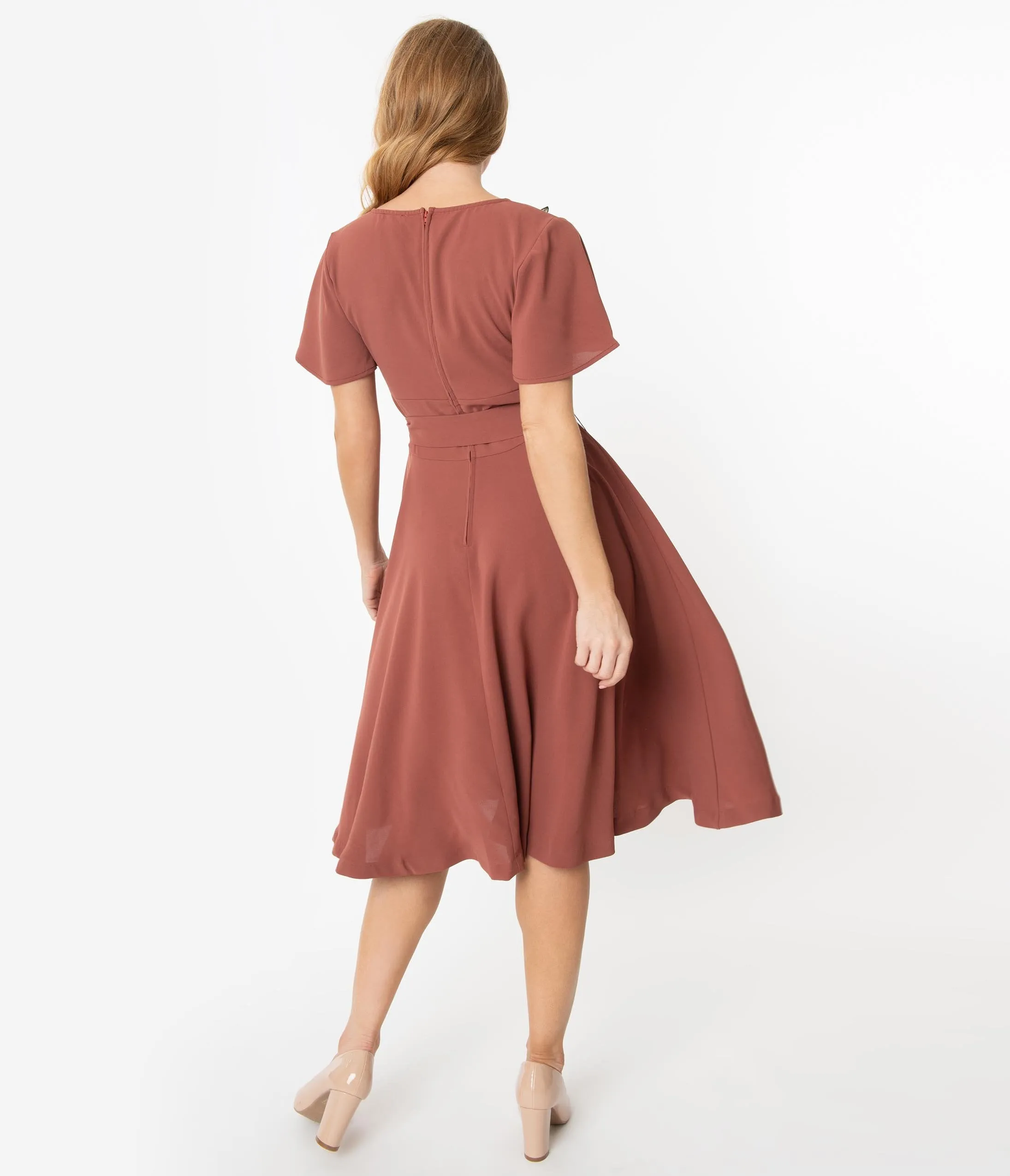 Unique Vintage 1940s Mauve Kay Swing Dress