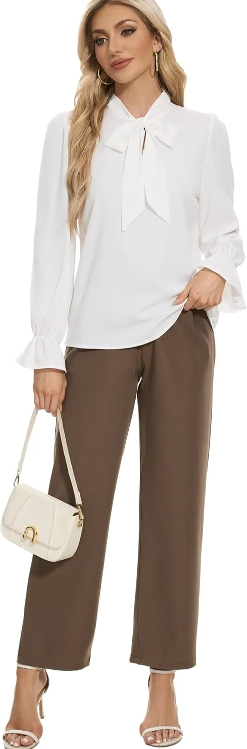 VIPONES Blouses for Women, Womens Dressy Casual Business Work Office Shirts Long Sleeve Tunic Tops