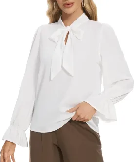 VIPONES Blouses for Women, Womens Dressy Casual Business Work Office Shirts Long Sleeve Tunic Tops