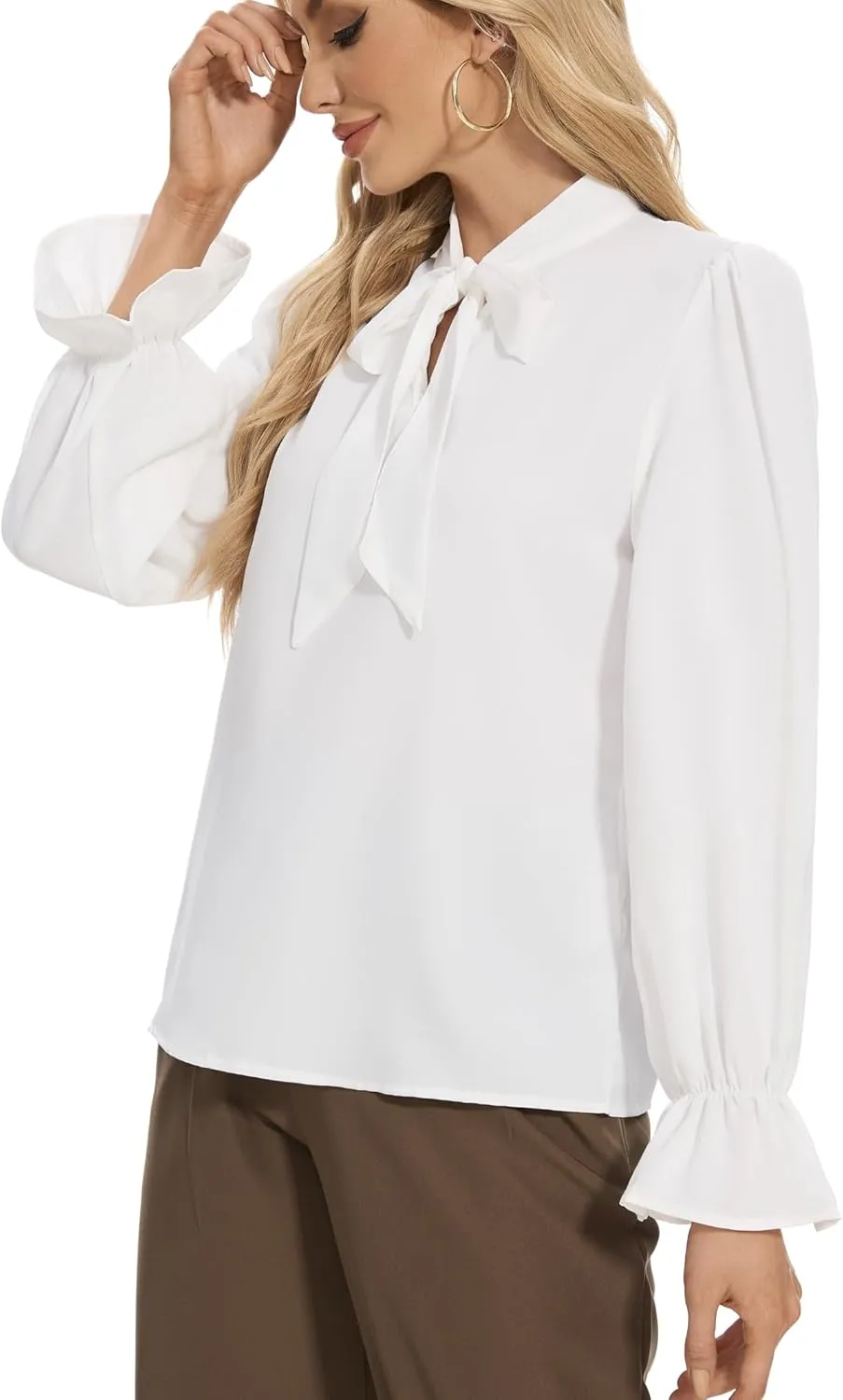 VIPONES Blouses for Women, Womens Dressy Casual Business Work Office Shirts Long Sleeve Tunic Tops