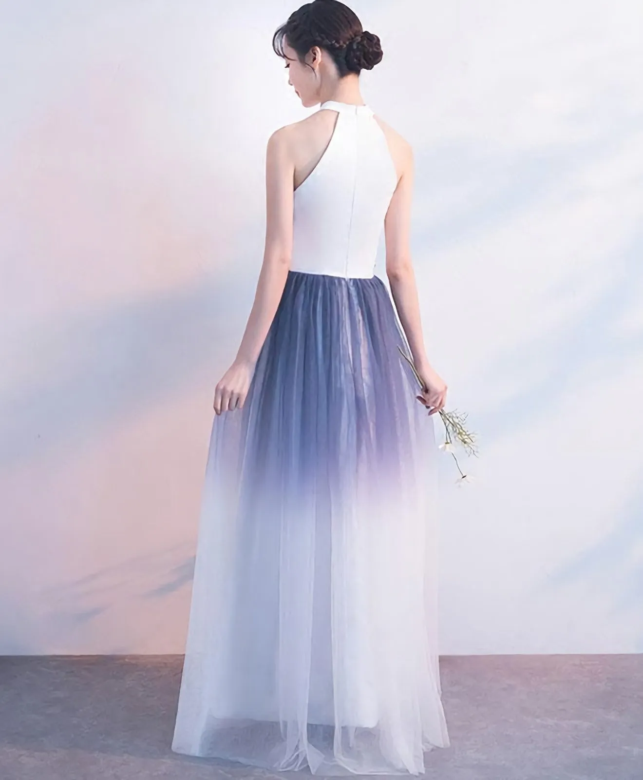 White Tulle Lace Long Prom Dress White Evening Dress