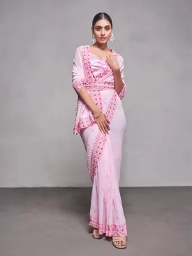 Women Party Wear Crushed Saree Saree with Designer Un Stitched Blouse
