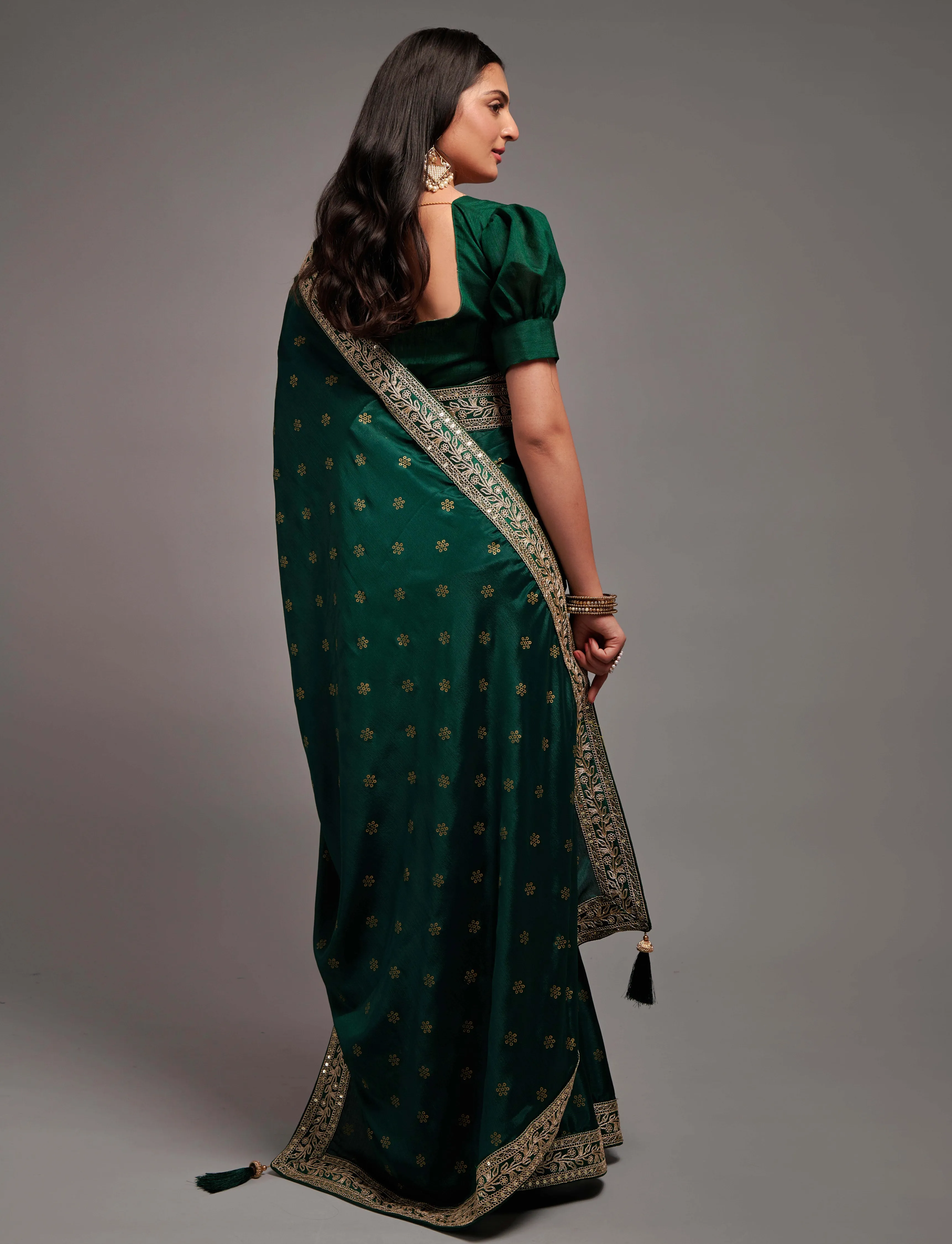 Women Party Wear Premium Chinon Silk Saree With Un Stitched Blouse