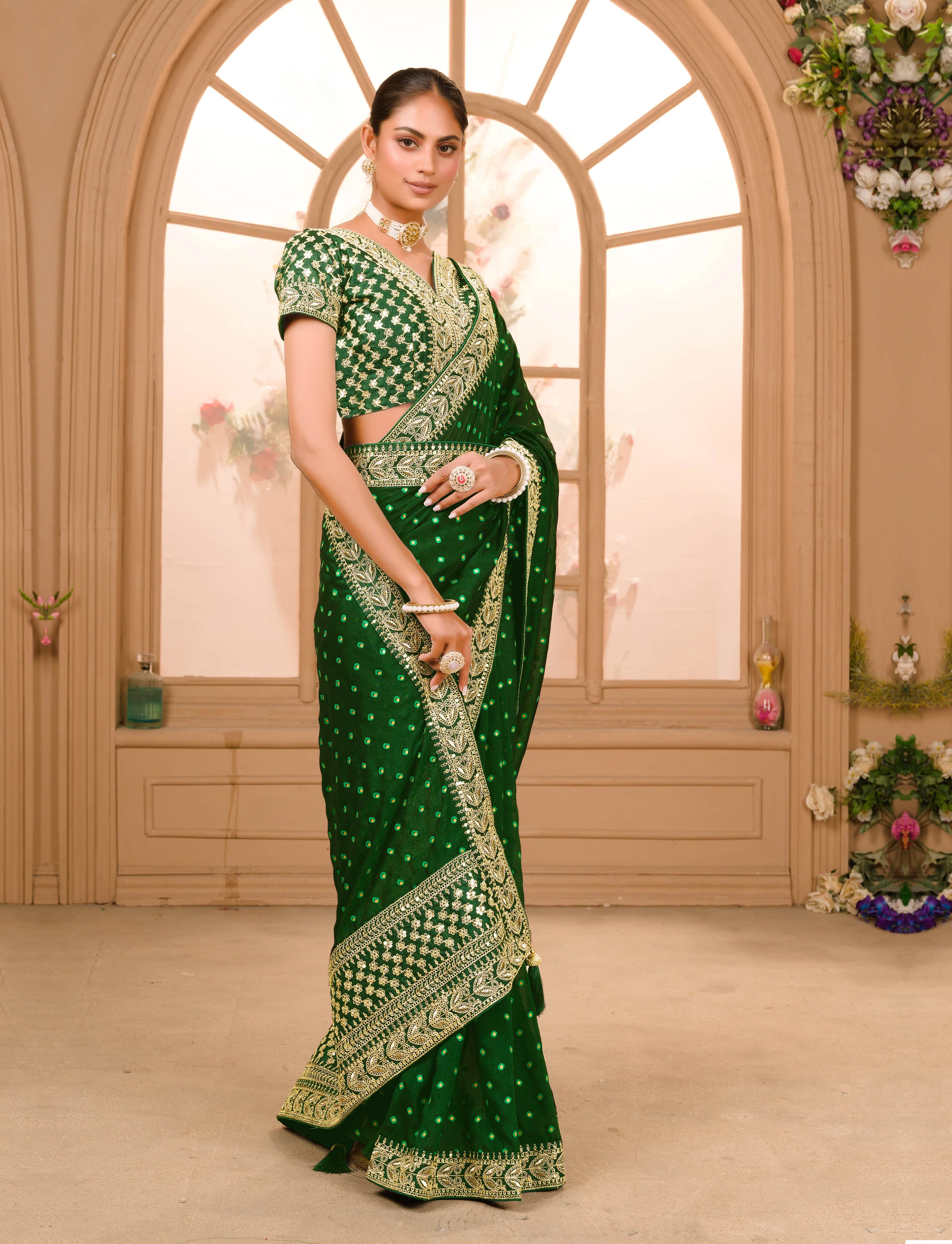 Women Party Wear Premium Vichitra Silk Saree With Un Stitched Blouse