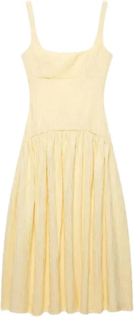 Women's Elegant Slip Dress Summer Casual Resort Dresses Ruffled Sleeveless Backless Textured Long Dress