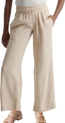 Womens Linen Pants Wide Leg Drawstring High Waisted Summer Pant Beach Clothes Lounge Loose Trousers with Pockets
