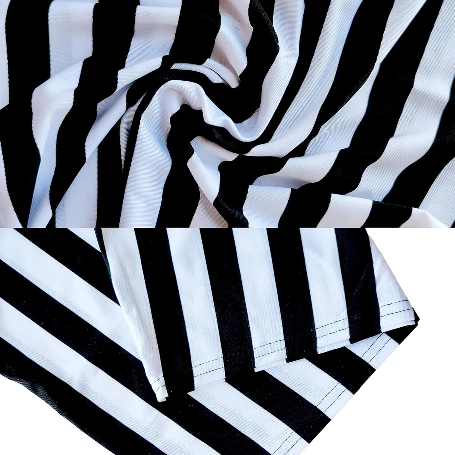 Womens Striped Stretch Midi Pencil Skirt High Waist Knee Length Bodycon